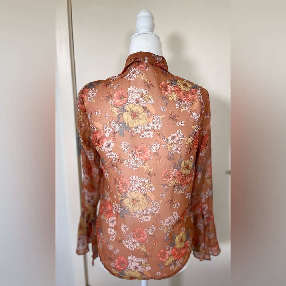 Forever 21 Women's Long-Sleeve Sheer Top Size Small Vintage - Picture 6 of 9